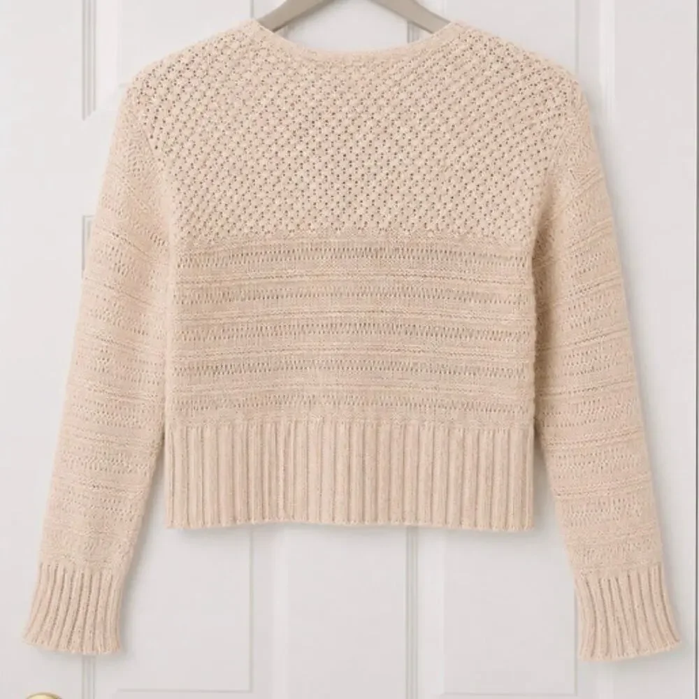 American Eagle Cream Chunky Knit V-Neck Sweater Size XS Cozy Cottagecore